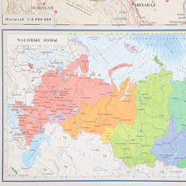 Карта России политико-административная 1:6 000 000 настенная 143x102 см с ламинацией