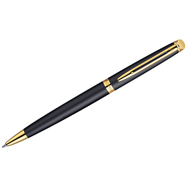 Ручка подарочная шариковая WATERMAN "Hemisphere Matt Black GT", черный матовый лак, позолоченные детали, синяя, S0920770