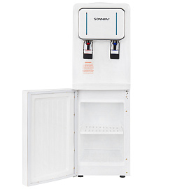 Кулер для воды SONNEN FSE-02Wc, напольный, НАГРЕВ/ОХЛАЖДЕНИЕ ЭЛЕКТРОННОЕ, шкаф, 2 крана, белый, 456167