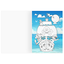 Раскраска с цв. фоном А4, 16 стр., ТРИ СОВЫ "Остров сокровищ