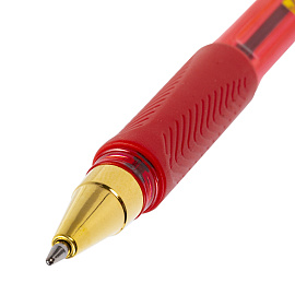 Ручка шариковая BRAUBERG BP-GT GLD RED, КРАСНАЯ, корпус тонированный, пишущий узел 0,7 мм, линия письма 0,35 мм, 144506