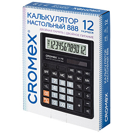 Калькулятор настольный CROMEX (КРОМЕКС) 888 (185x145 мм), 12 разрядов, ЧЕРНЫЙ, 271728