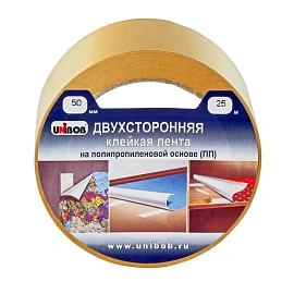 Клейкая лента двухсторонняя монтажная белая Unibob 50 мм x 25 м