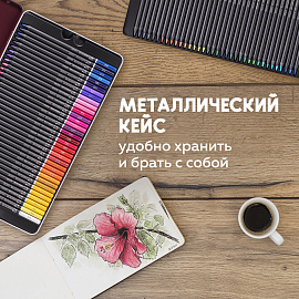 Карандаши цветные художественные BRAUBERG ART PREMIERE, НАБОР 72 цвета, 4 мм, металл кейс, 181693