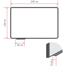 Доска стеклянная 120x240 см магнитно-маркерная белая Attache Premium
