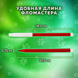 Фломастеры ПИФАГОР "ВЕСЕЛЫЕ ПИТОМЦЫ", 24 цвета, невентилируемый колпачок, 152454