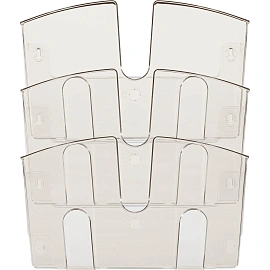 Лоток настенный А4 вертикальный (310x430 мм) пластиковый 3 отделения прозрачный серый Attache