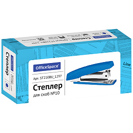 Степлер №10 OfficeSpace до 10л., пластиковый корпус, синий фото Степлер №10 OfficeSpace до 10л., пластиковый корпус, синий