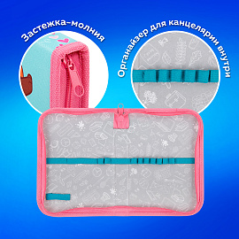 Пенал ПИФАГОР, 1 отделение, полиэстер, 19х13 см, "Red panda", 272283