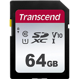 Карта памяти 64 ГБ SDXC Transcend 300S Class 10 UHS-I U1 (TS64GSDC300S)