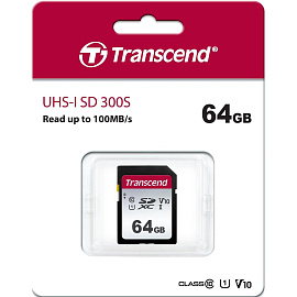 Карта памяти 64 ГБ SDXC Transcend 300S Class 10 UHS-I U1 (TS64GSDC300S)