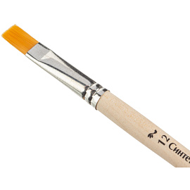 Кисть №1 School плоская синтетика №12 деревянная ручка