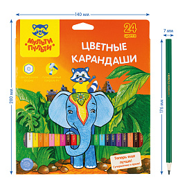 Карандаши цветные Мульти-Пульти "Енот в Индии", 24цв., заточен., картон, европодвес