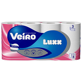 Бумага туалетная Veiro Luxoria 3-слойная белая (8 рулонов в упаковке)
