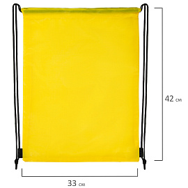 Мешок для обуви BRAUBERG ПРОЧНЫЙ, на шнурке, желтый, 42x33 см, 227142