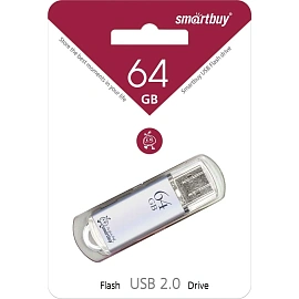 Флешка USB 2.0 64 ГБ Smartbuy V-Cut серебристая (SB64GBVC-S)