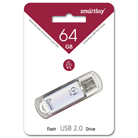 Флешка USB 2.0 64 ГБ Smartbuy V-Cut серебристая (SB64GBVC-S)