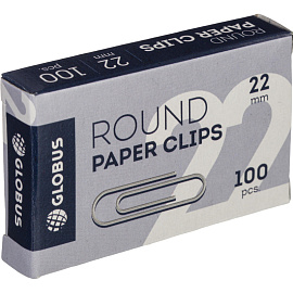 Скрепки канцелярские 22 мм Глобус С22-100 металлические (100 штук в упаковке) фото Скрепки канцелярские 22 мм Глобус С22-100 металлические (100 штук в упаковке)