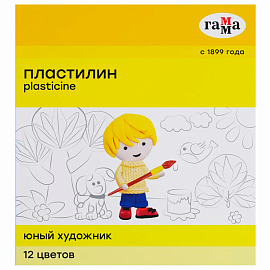 Пластилин классический Гамма Юный художник 12 цветов 168 грамм