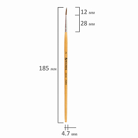Кисть BRAUBERG, пони, круглая, № 2, 200188 фото Кисть BRAUBERG, пони, круглая, № 2, 200188