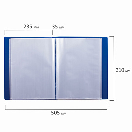 Папка 80 вкладышей BRAUBERG "Office", синяя, 0,8 мм, 222638