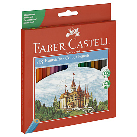 Карандаши цветные Faber-Castell "Замок", 48цв., шестигр.,заточ., картон, европодвес фото Карандаши цветные Faber-Castell "Замок", 48цв., шестигр.,заточ., картон, европодвес
