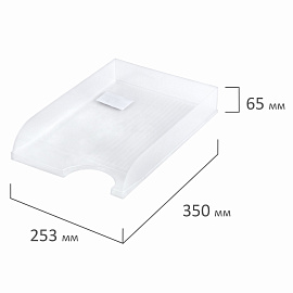 Лоток горизонтальный для бумаг BRAUBERG "Standard", 350х253х65 мм, прозрачный, 238349