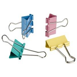 Зажимы для бумаг 32мм, OfficeSpace, 12шт., цветные, картонная коробка