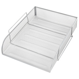 Лоток горизонтальный металлический для бумаг BRAUBERG "Germanium", А4 (260х337х77 мм), серебристый, 231955