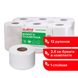 Бумага туалетная 200 м, LAIMA (T2), ADVANCED, 1-слойная, цвет белый, КОМПЛЕКТ 12 рулонов, 126093 фото Бумага туалетная 200 м, LAIMA (T2), ADVANCED, 1-слойная, цвет белый, КОМПЛЕКТ 12 рулонов, 126093