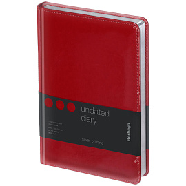 Ежедневник недатированный, А5, 160л., кожзам, Berlingo "Silver Pristine", серебр. срез, красный фото Ежедневник недатированный, А5, 160л., кожзам, Berlingo "Silver Pristine", серебр. срез, красный