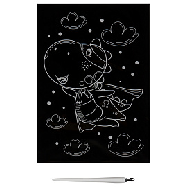 Гравюра с мультицветной основой ТРИ СОВЫ "Супер Дино", А5