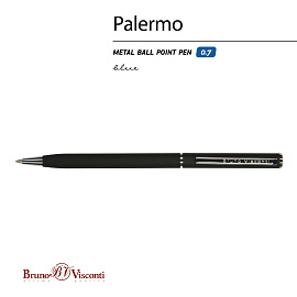 Ручка шариковая автоматическая Bruno Visconti Palermo синяя (черный корпус, толщина линии 0.7 мм)