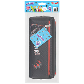 Пенал мягкий ЮНЛАНДИЯ, 2 отделения, полиэстер, "Roar", черный, 21х9х6 см, 272347