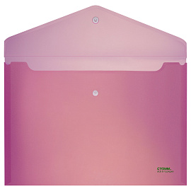 Папка-конверт на кнопке СТАММ "Сияние" А4, 180мкм, пластик, непрозрачная, розовый