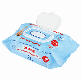 Салфетки влажные детские 120 шт., универсальные, 0+, с пластиковым клапаном, LAIMA Kids, 128079