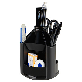 Набор канцелярских принадлежностей СТАММ "MiniDesk", 13 предметов, вращающийся, черный фото Набор канцелярских принадлежностей СТАММ "MiniDesk", 13 предметов, вращающийся, черный