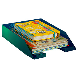 Лоток для бумаг горизонтальный СТАММ "Фаворит", зеленый "хамелеон