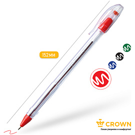 Ручка шариковая Crown "Oil Jell" красная, 0,7мм, штрих-код фото Ручка шариковая Crown "Oil Jell" красная, 0,7мм, штрих-код