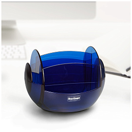 Настольная подставка Berlingo "FR", пластиковая, вращающаяся, синяя фото Настольная подставка Berlingo "FR", пластиковая, вращающаяся, синяя