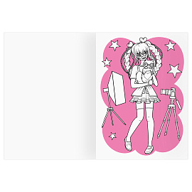 Раскраска с цв. фоном А4, 16 стр., ТРИ СОВЫ "Аниме. Модный показ