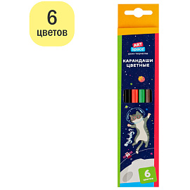 Карандаши цветные ArtSpace "Космонавты", 06цв., заточен., картон, европодвес