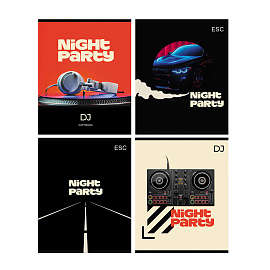 Тетрадь 96л., А5, клетка BG "Night party", микро sandy-touch лак