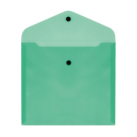 Папка-конверт на кнопке СТАММ А5+, 150мкм, пластик, прозрачная, зеленая