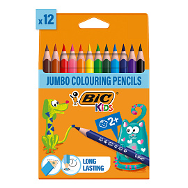 Карандаши цветные BIC Kids Evolution 12 карандашей 12 цветов трёхгранные (утолщённые)