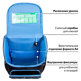 Ранец ПИФАГОР BASIC, 1 отделение, 3 кармана, эргономичная спинка, "Angry shark", 35х28х18 см, 272044