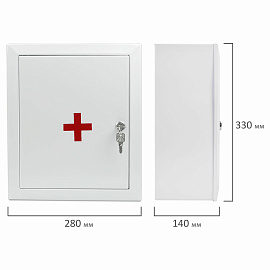 Шкафчик-аптечка металлический "Призма", навесной, 2 полки, ключевой замок, 330x280x140 мм