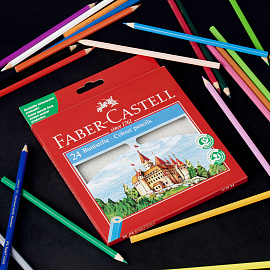 Карандаши цветные Faber-Castell Grip Eco Замок 24 цвета шестигранные фото Карандаши цветные Faber-Castell Grip Eco Замок 24 цвета шестигранные