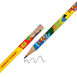 Карандаш ч/г Мульти-Пульти "Приключения Енота" HB, с ластиком, круглый, заточен., рисунок на корп. ассорти