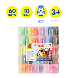 Легкий пластилин для лепки Мульти-Пульти, 60шт., 600г, прозрачный пакет фото Легкий пластилин для лепки Мульти-Пульти, 60шт., 600г, прозрачный пакет